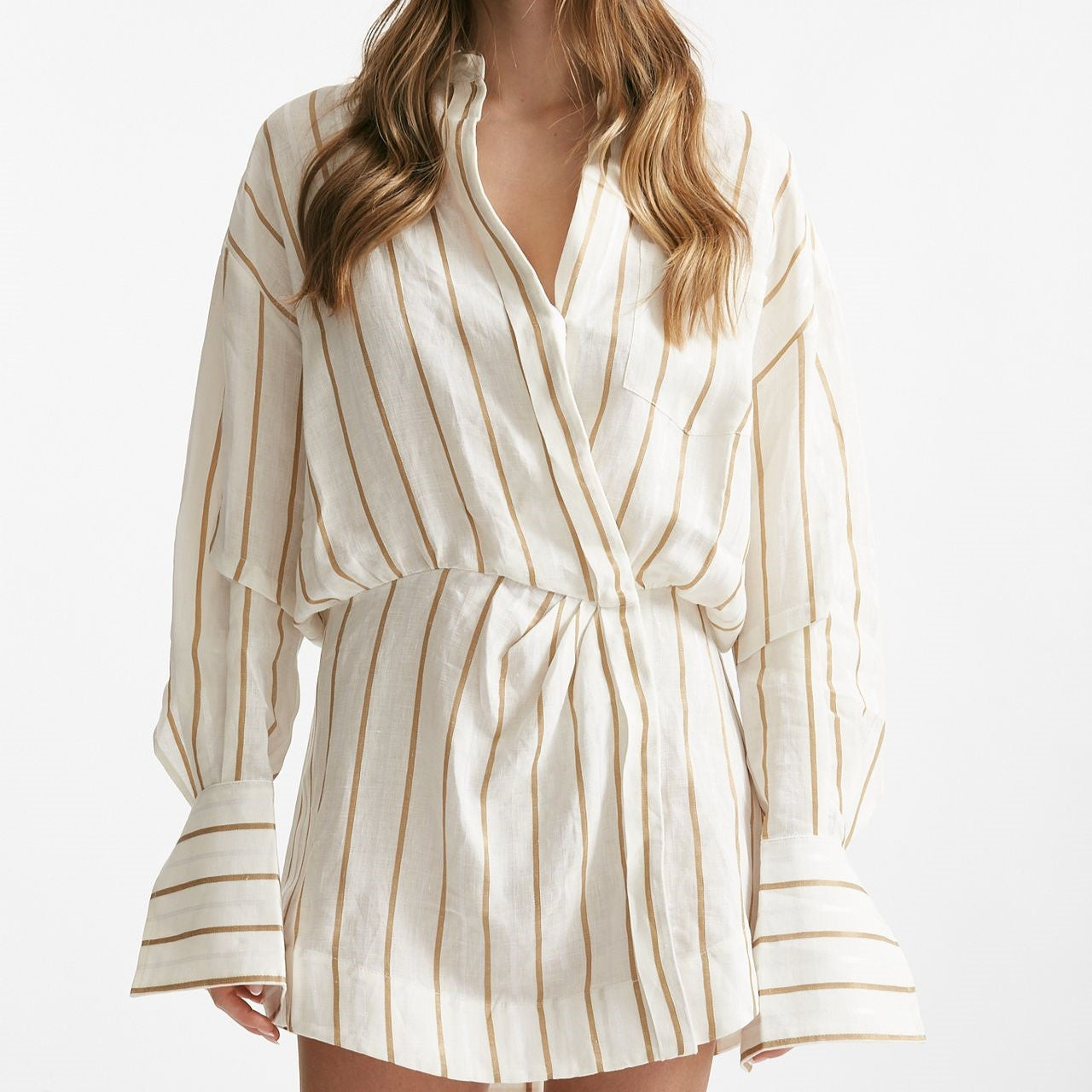 abito camicia rigato bianco e cammello women The andamane - 7