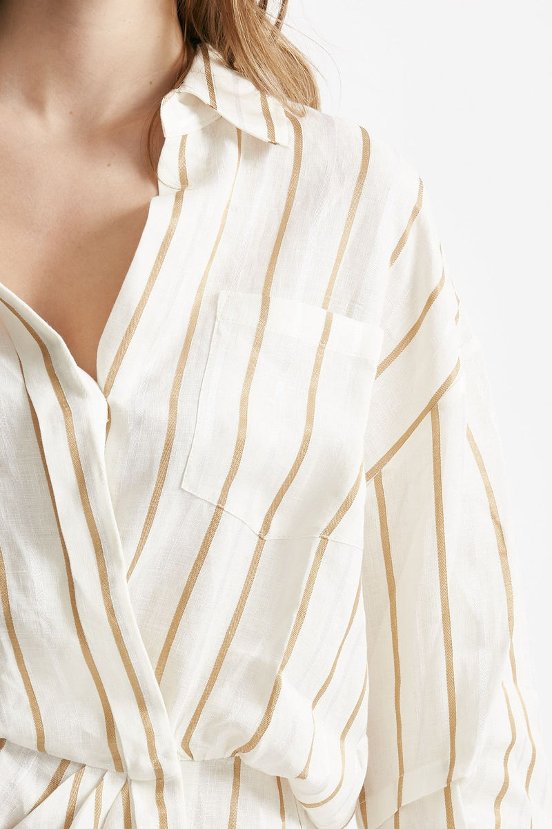 abito camicia rigato bianco e cammello women The andamane - 5