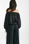camicia scollata in mussola di cotone nero women The andamane - 3