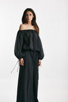camicia scollata in mussola di cotone nero women The andamane - 4