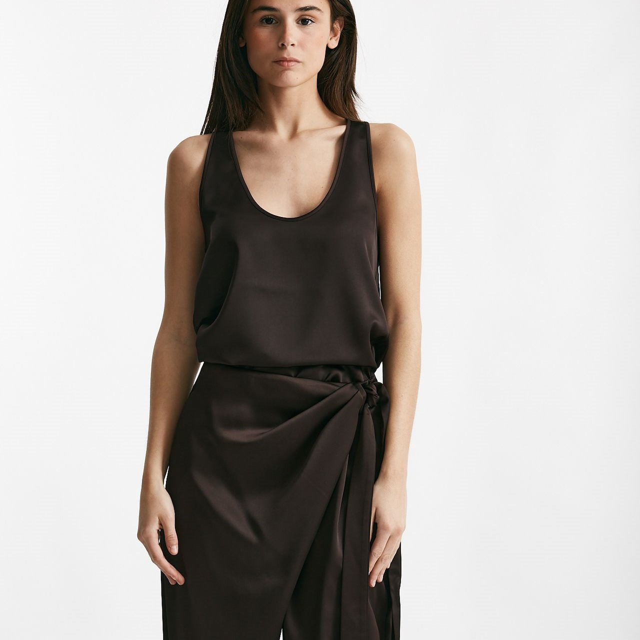 top scollato satin cioccolato women The andamane - 6