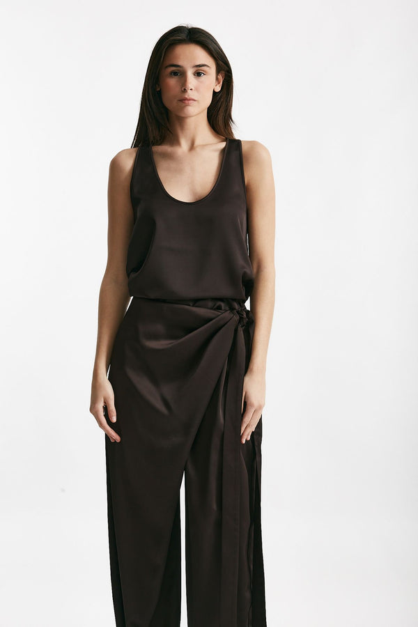 top scollato satin cioccolato women The andamane
