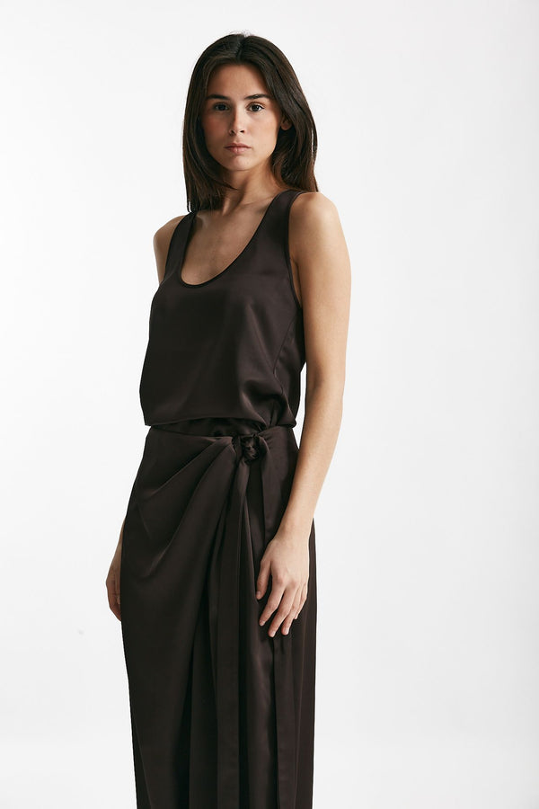 top scollato satin cioccolato women The andamane