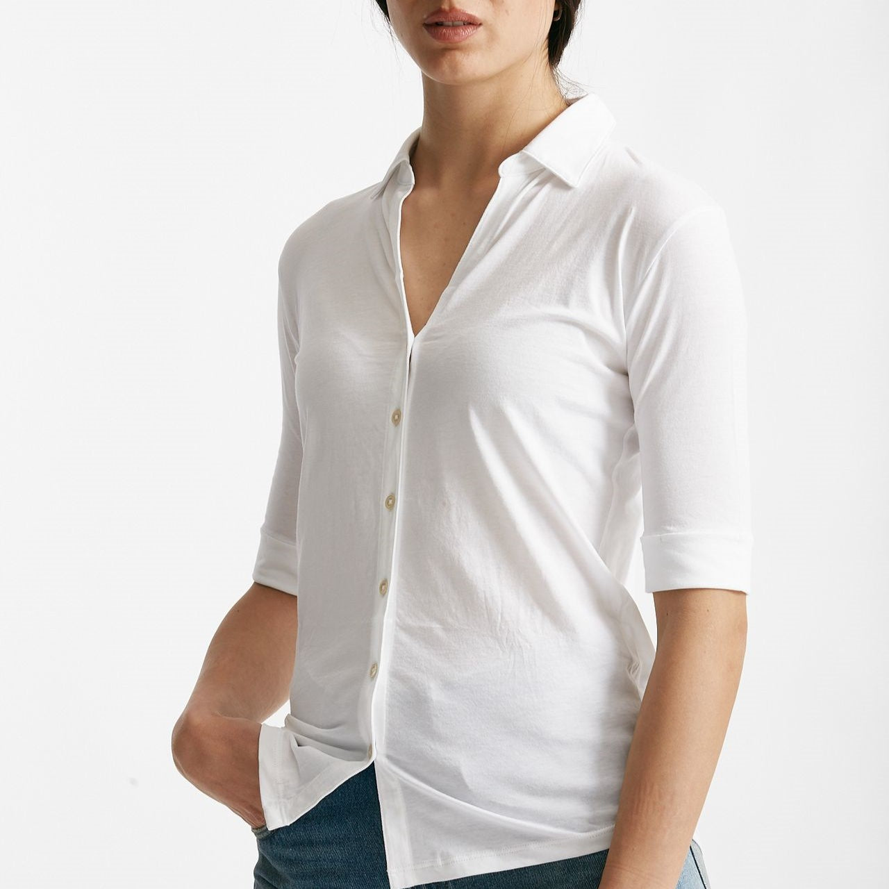 t-shirt a polo anonym bianco women Anonym apparel - 5