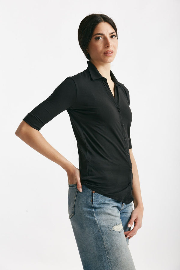 t-shirt a polo anonym nero women Anonym apparel