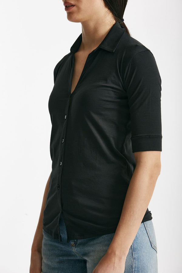 t-shirt a polo anonym nero women Anonym apparel