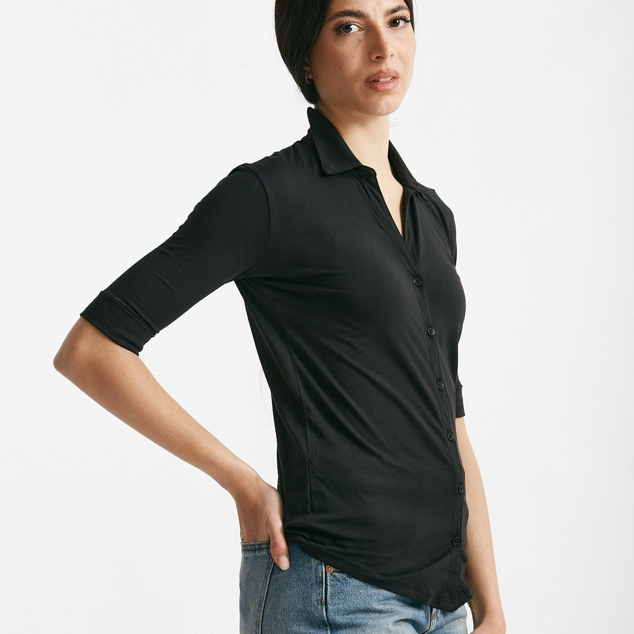 t-shirt a polo anonym nero women Anonym apparel - 5