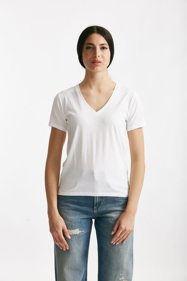 t-shirt basic scollo v romy bianco women Anonym apparel