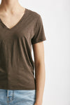 t-shirt basic scollo v romy marrone fiammato women Anonym apparel - 4