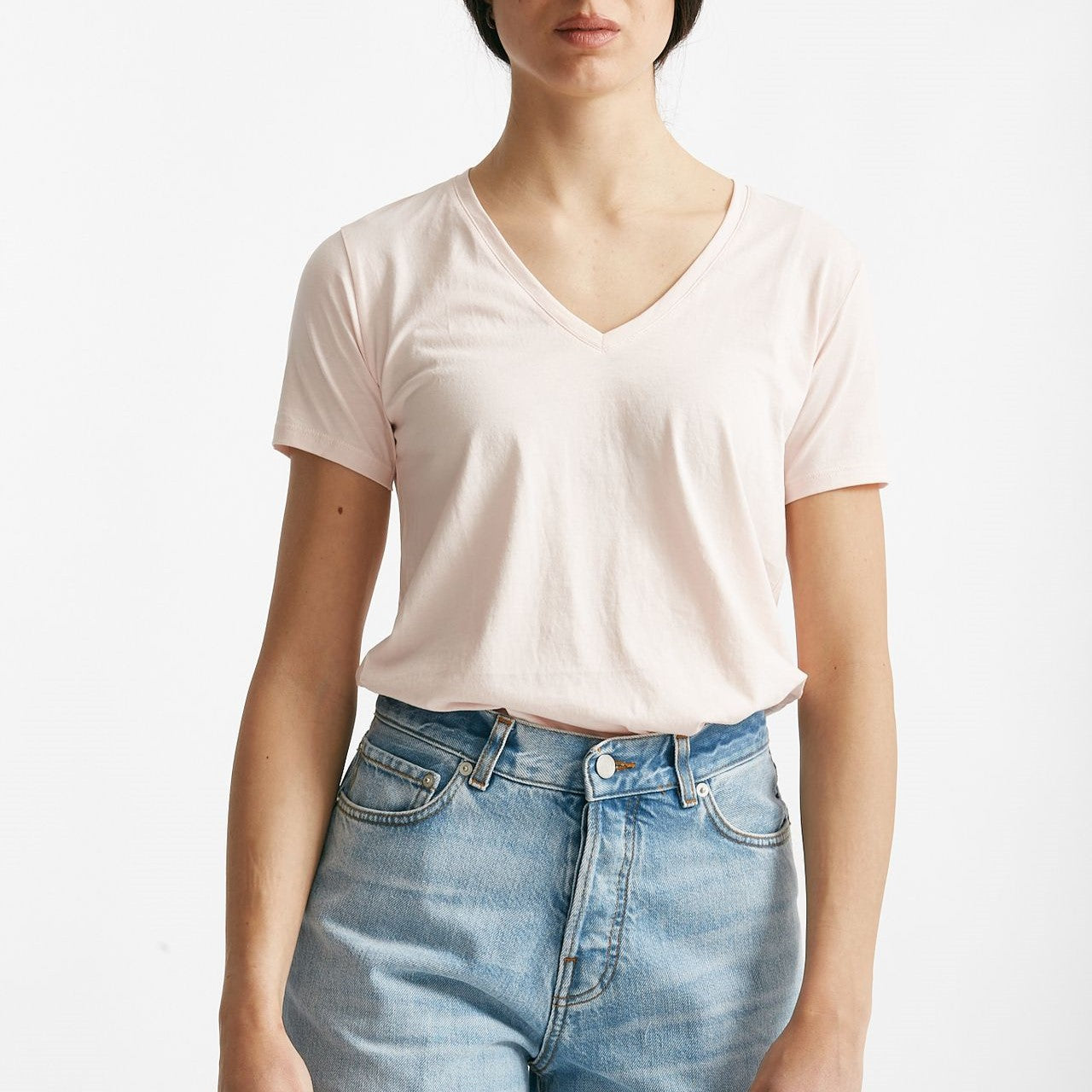 t-shirt basic scollo v romy rosa delicato women Anonym apparel - 6