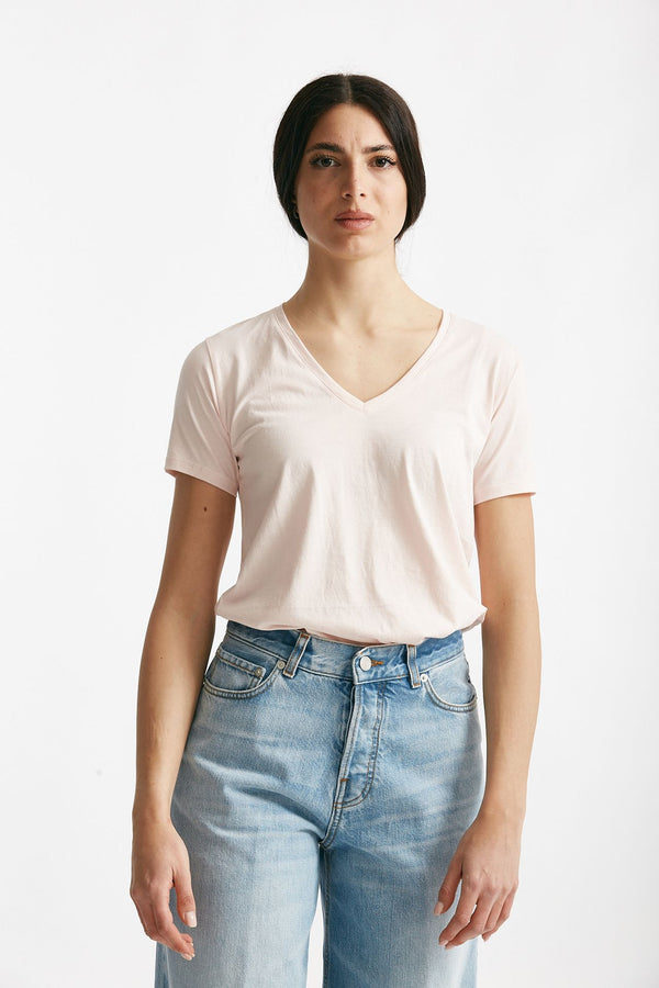 t-shirt basic scollo v romy rosa delicato women Anonym apparel