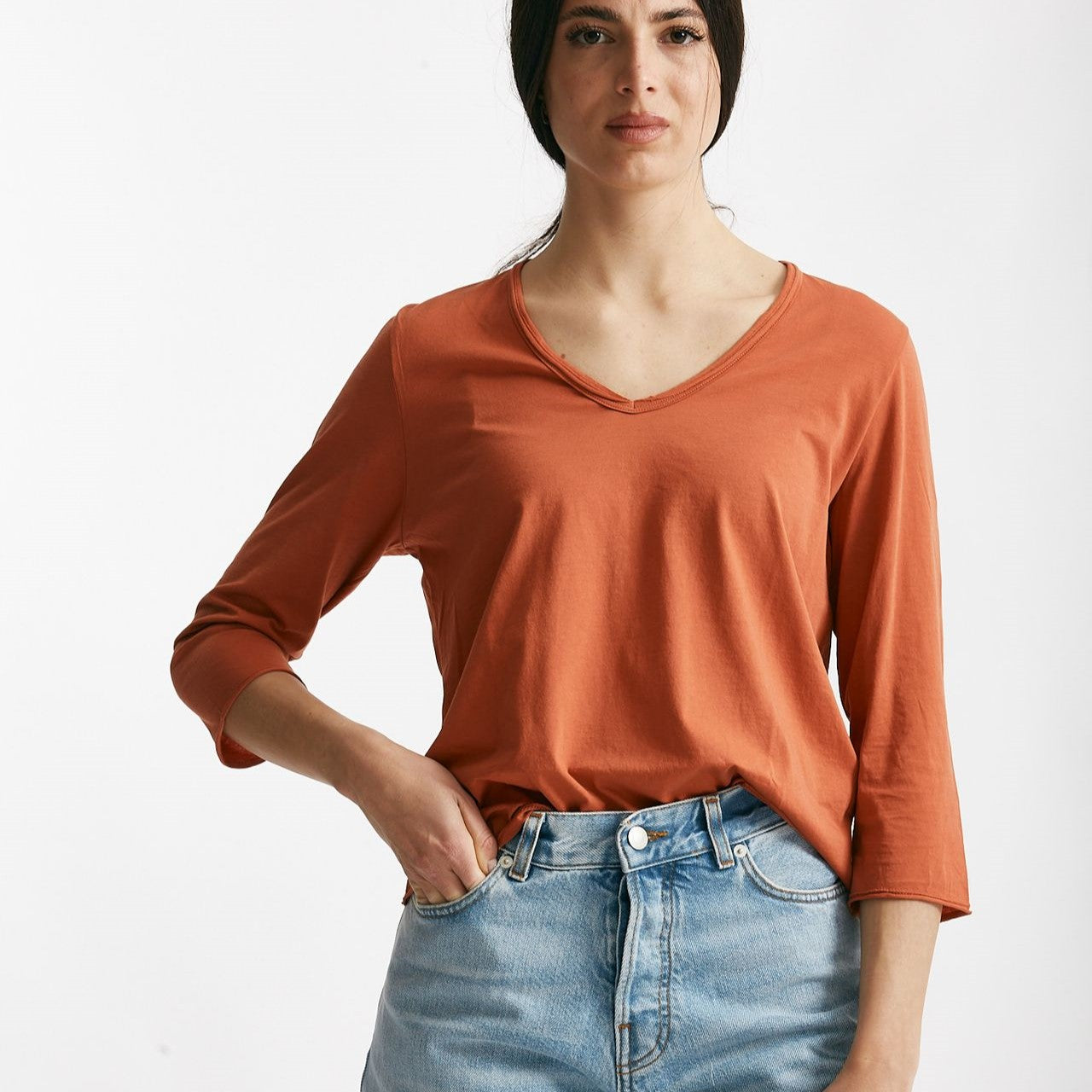 t-shirt in cotone lio arancio women Anonym apparel - 5