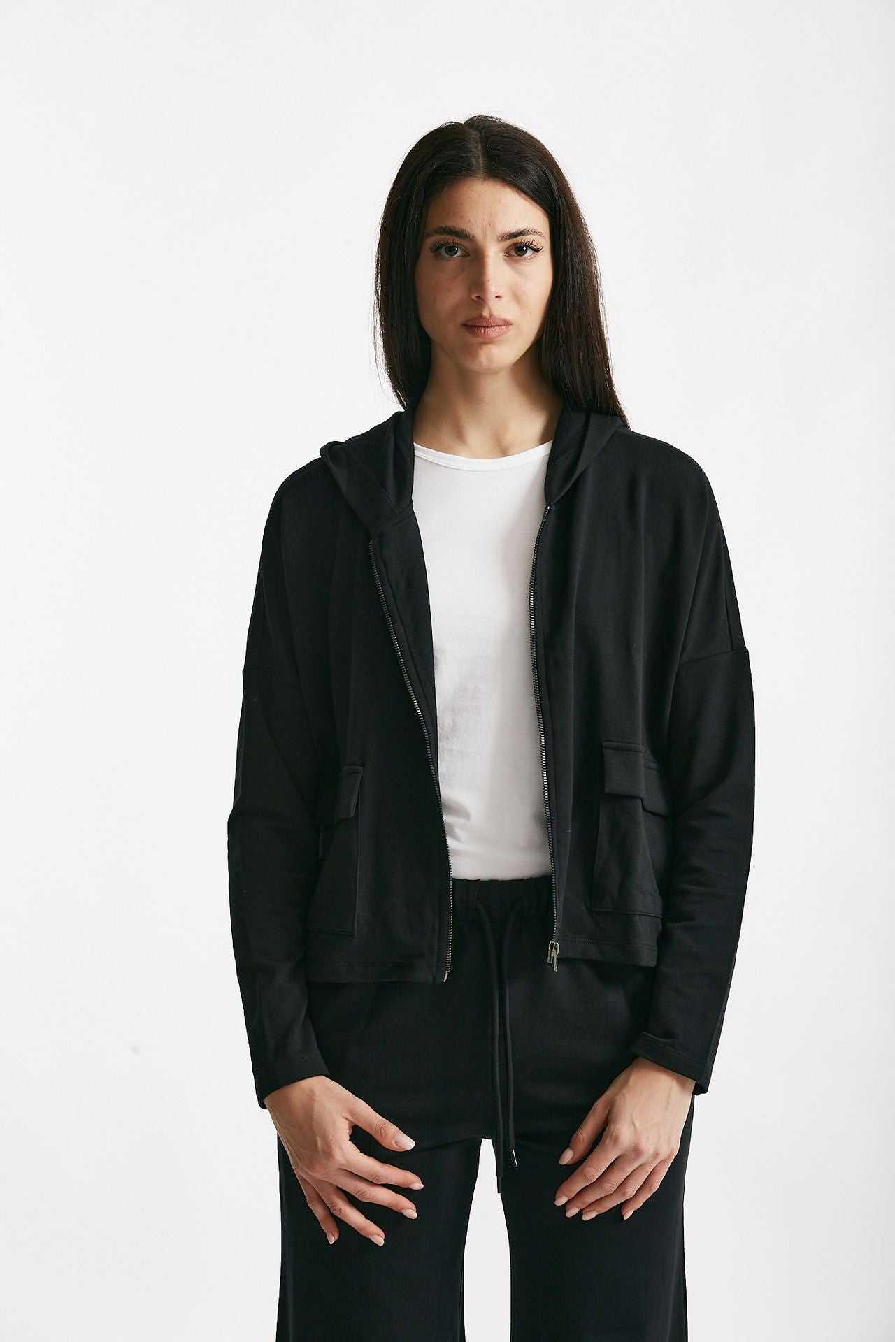 felpa in cotone leggero nero women Anonym apparel - 1