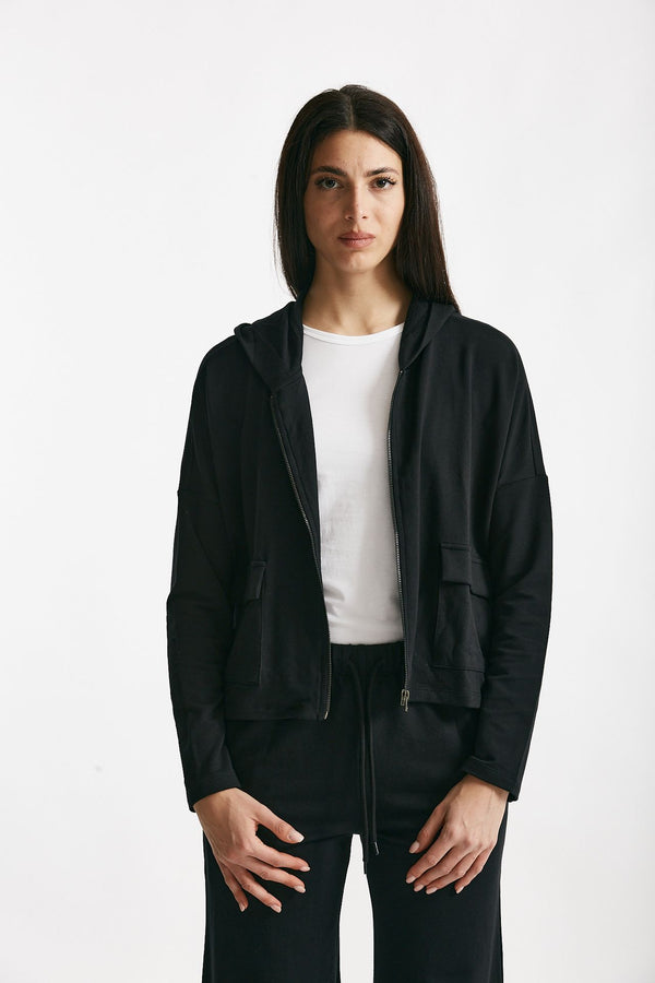 felpa in cotone leggero nero women Anonym apparel