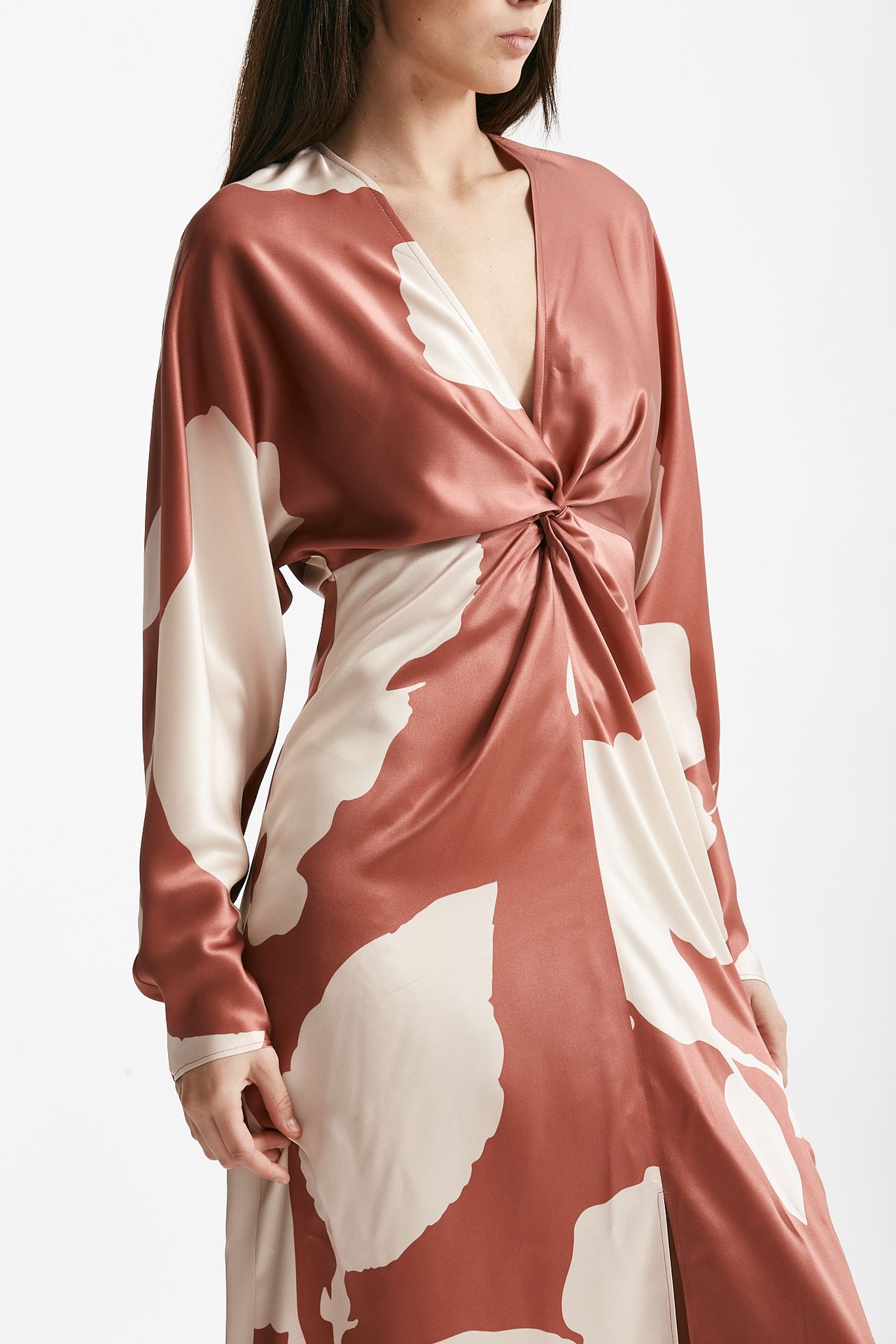 abito lungo in raso di seta fantasia women Antonelli firenze - 5