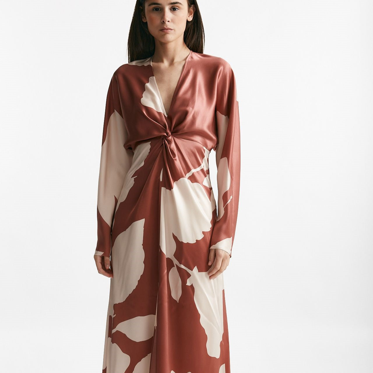 abito lungo in raso di seta fantasia women Antonelli firenze - 7