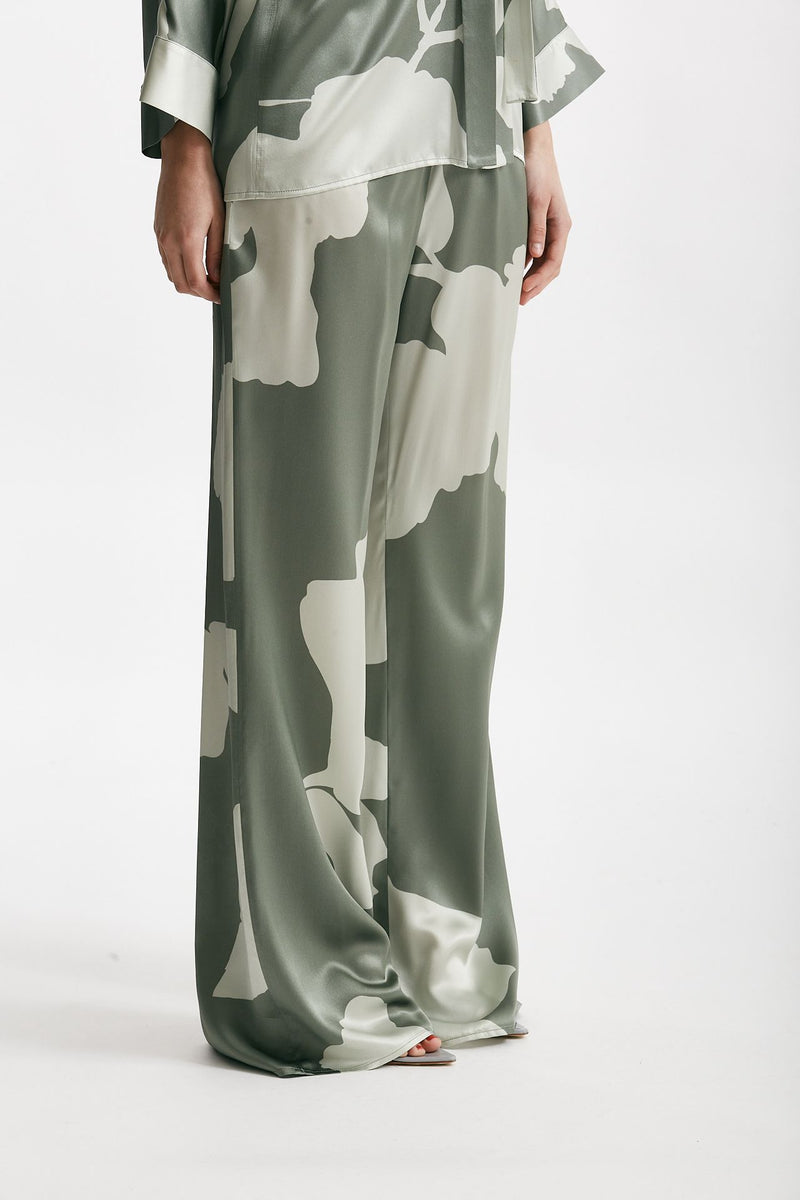 pantalone fluido in raso di pura seta fantasia women Antonelli firenze - 4
