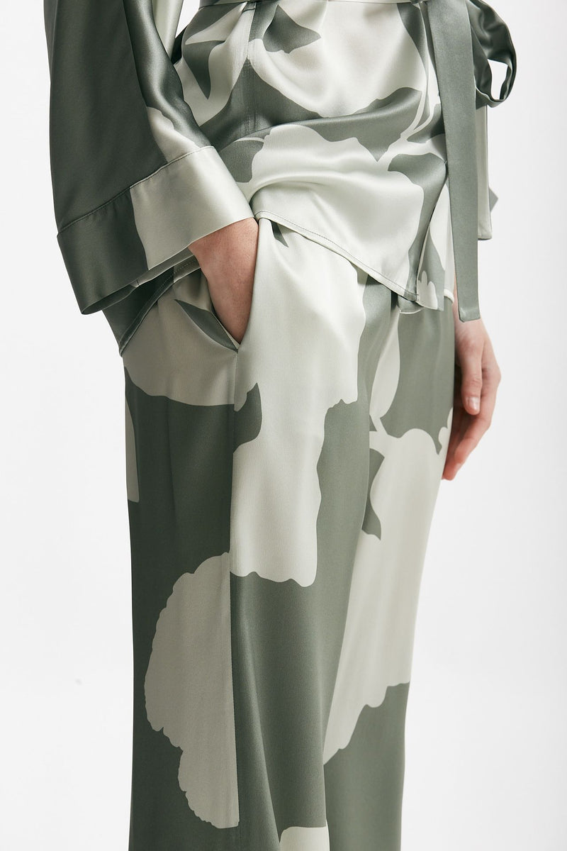 pantalone fluido in raso di pura seta fantasia women Antonelli firenze - 5