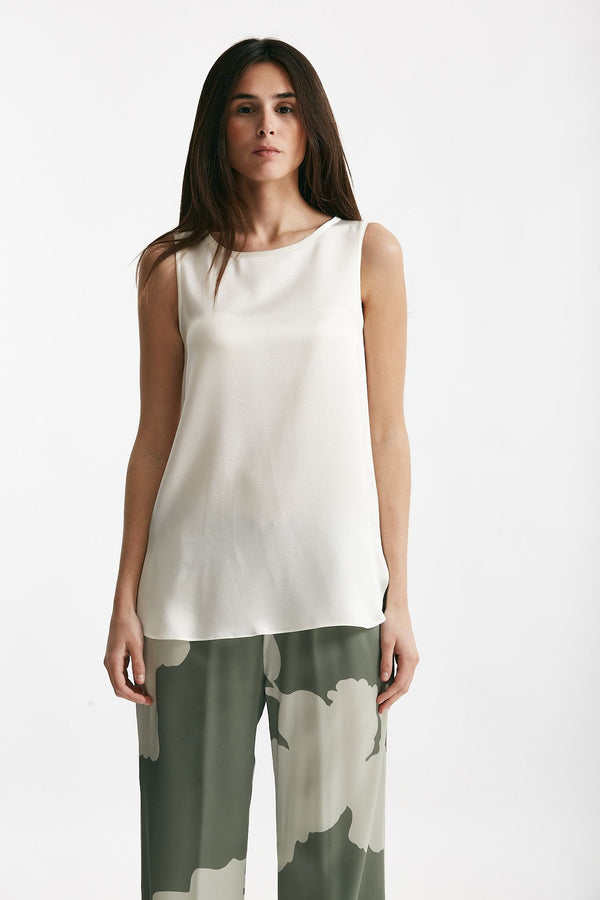 top in misto seta bianco women Antonelli firenze