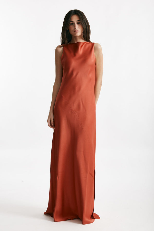 abito lungo rosso corallo women Antonelli firenze