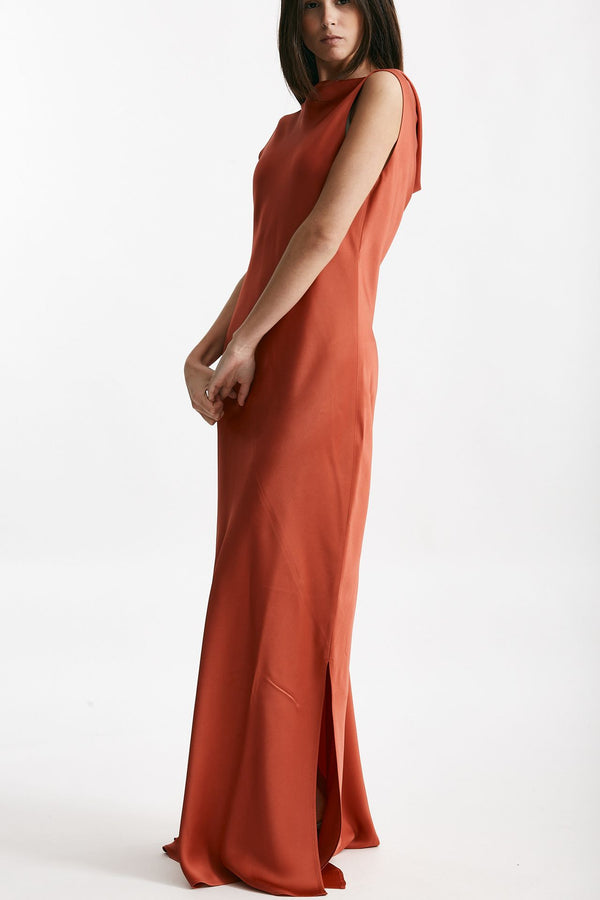 abito lungo rosso corallo women Antonelli firenze