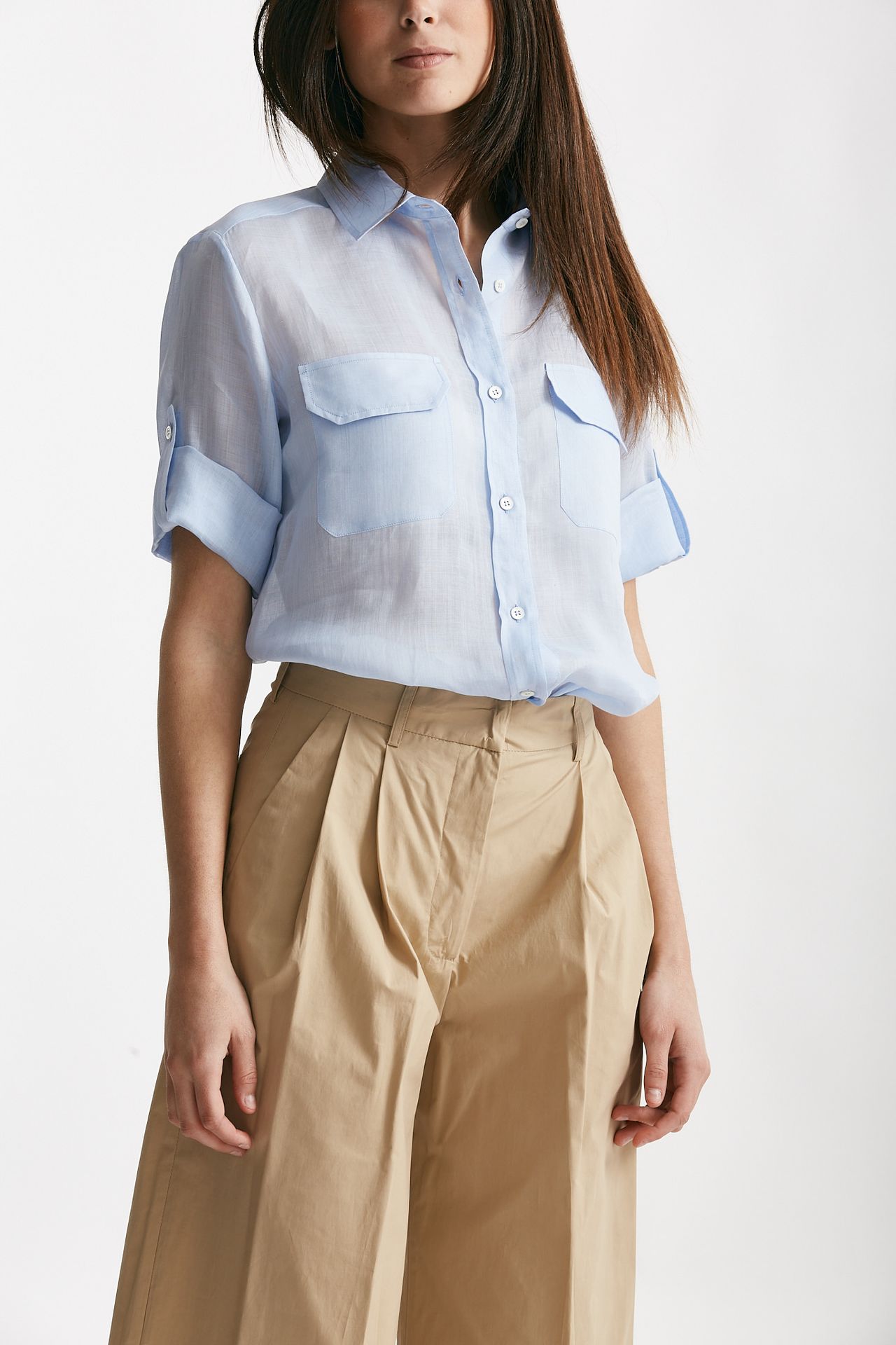 camicia in ramie azzurro women Antonelli firenze - 4