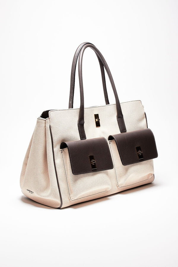 borsa in pelle e canvas soledad testa di moro women Avenue 67