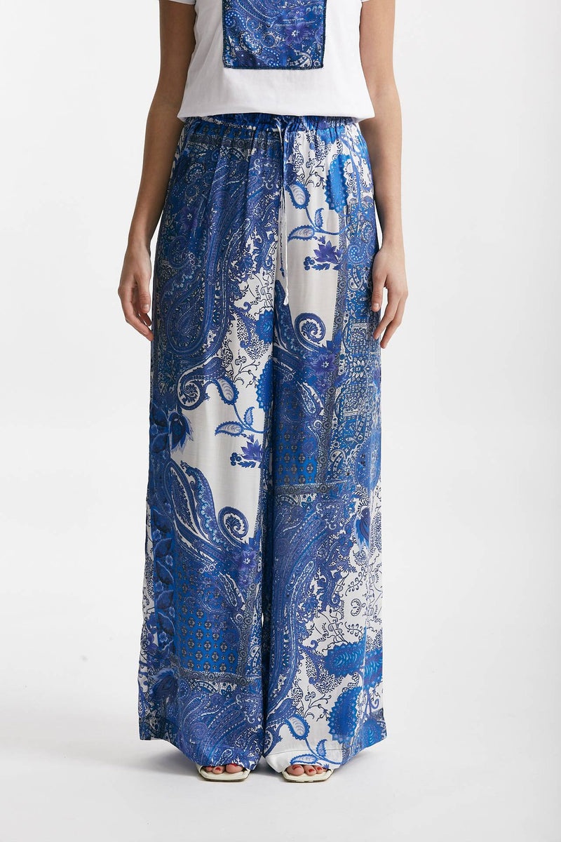 pantaloni fluidi fant. azzurra blu e bianca women Bellini - 1