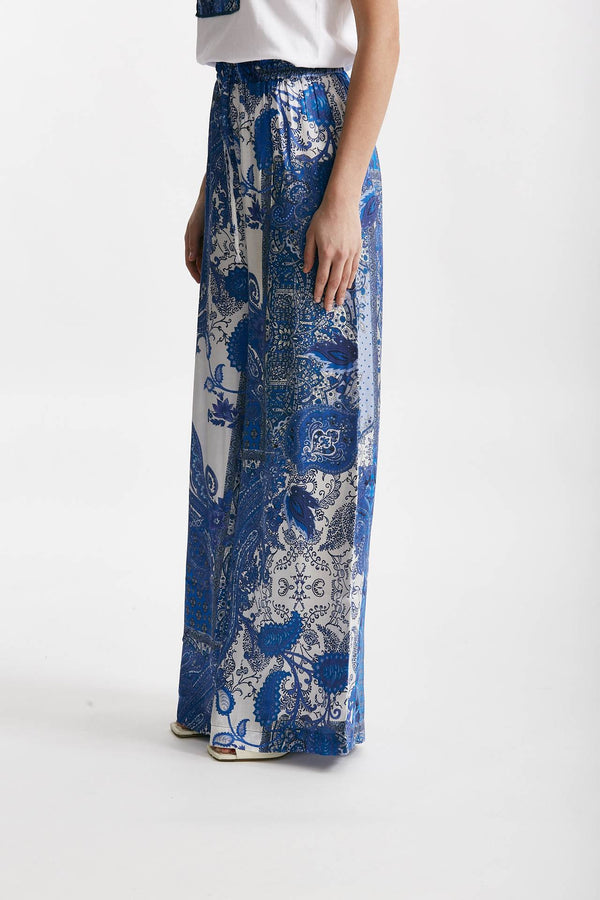 pantaloni fluidi fant. azzurra blu e bianca women Bellini