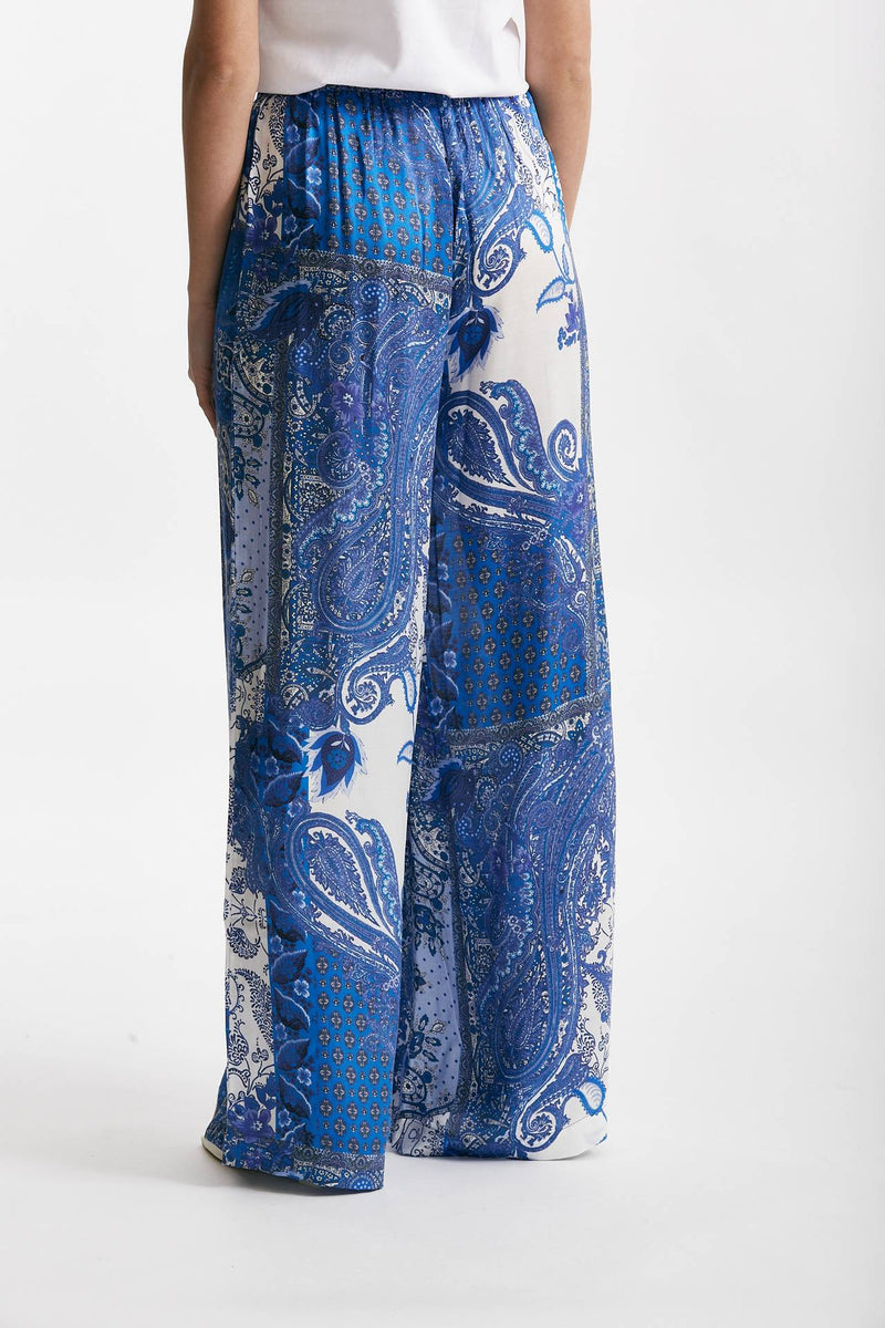 pantaloni fluidi fant. azzurra blu e bianca women Bellini - 3