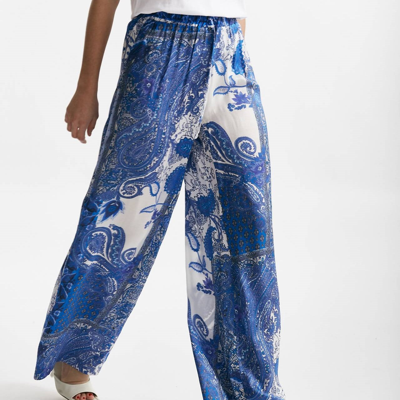 pantaloni fluidi fant. azzurra blu e bianca women Bellini - 7