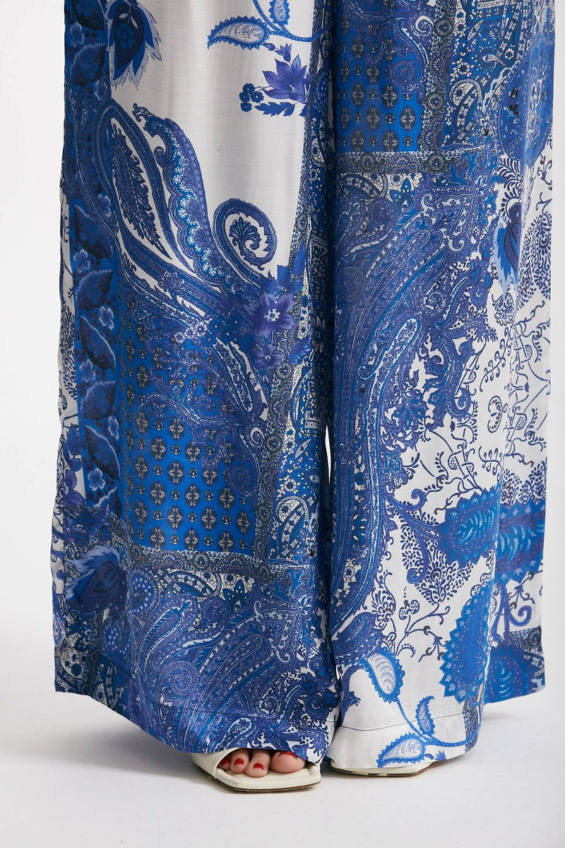 pantaloni fluidi fant. azzurra blu e bianca women Bellini - 6