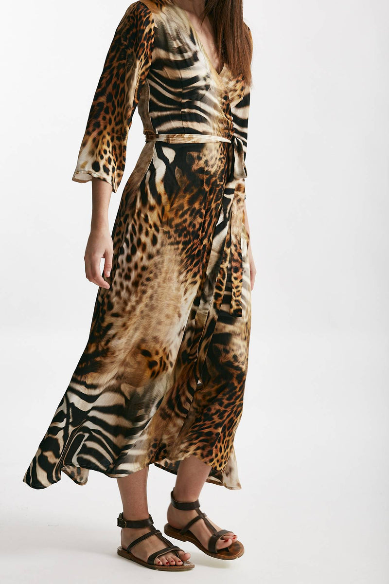 abito wrap animalier scollo incrociato women Bellini - 3