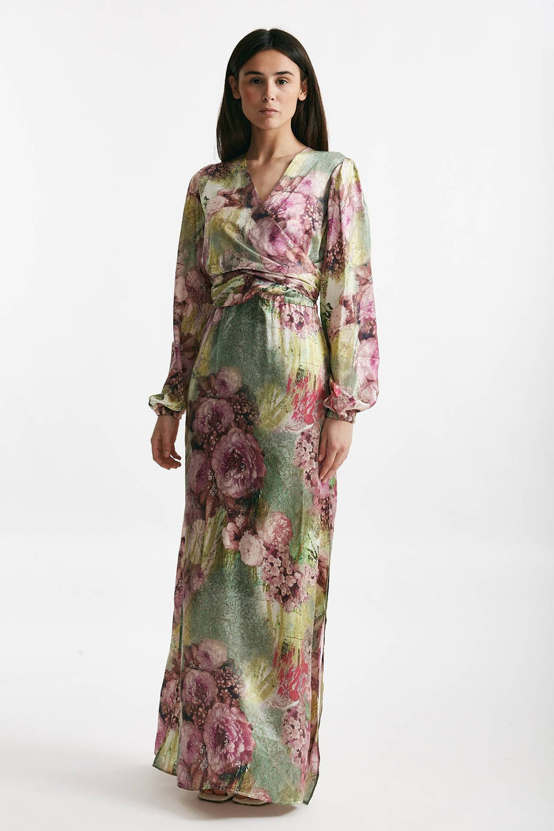 abito lungo fantasia rosa e verde women Bellini - 1
