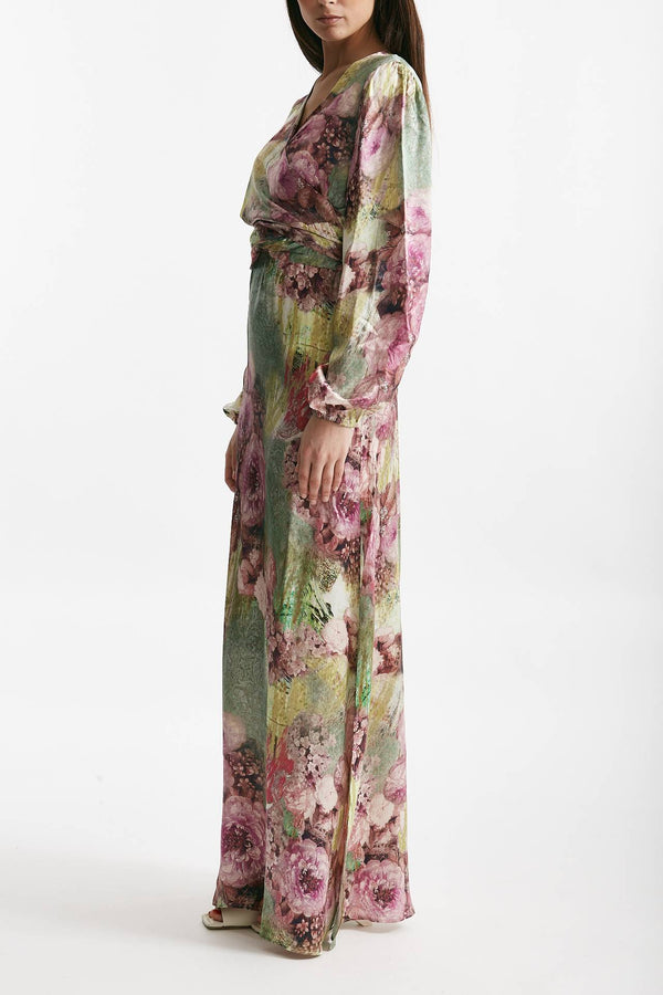 abito lungo fantasia rosa e verde women Bellini