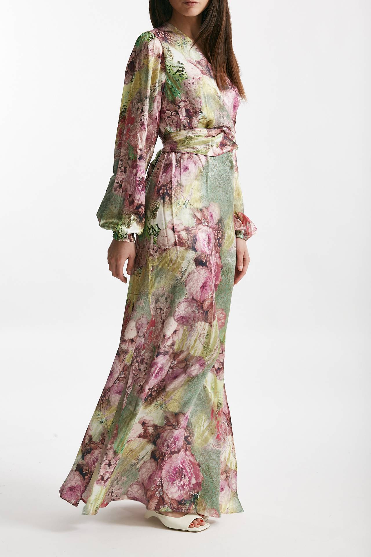 abito lungo fantasia rosa e verde women Bellini - 4