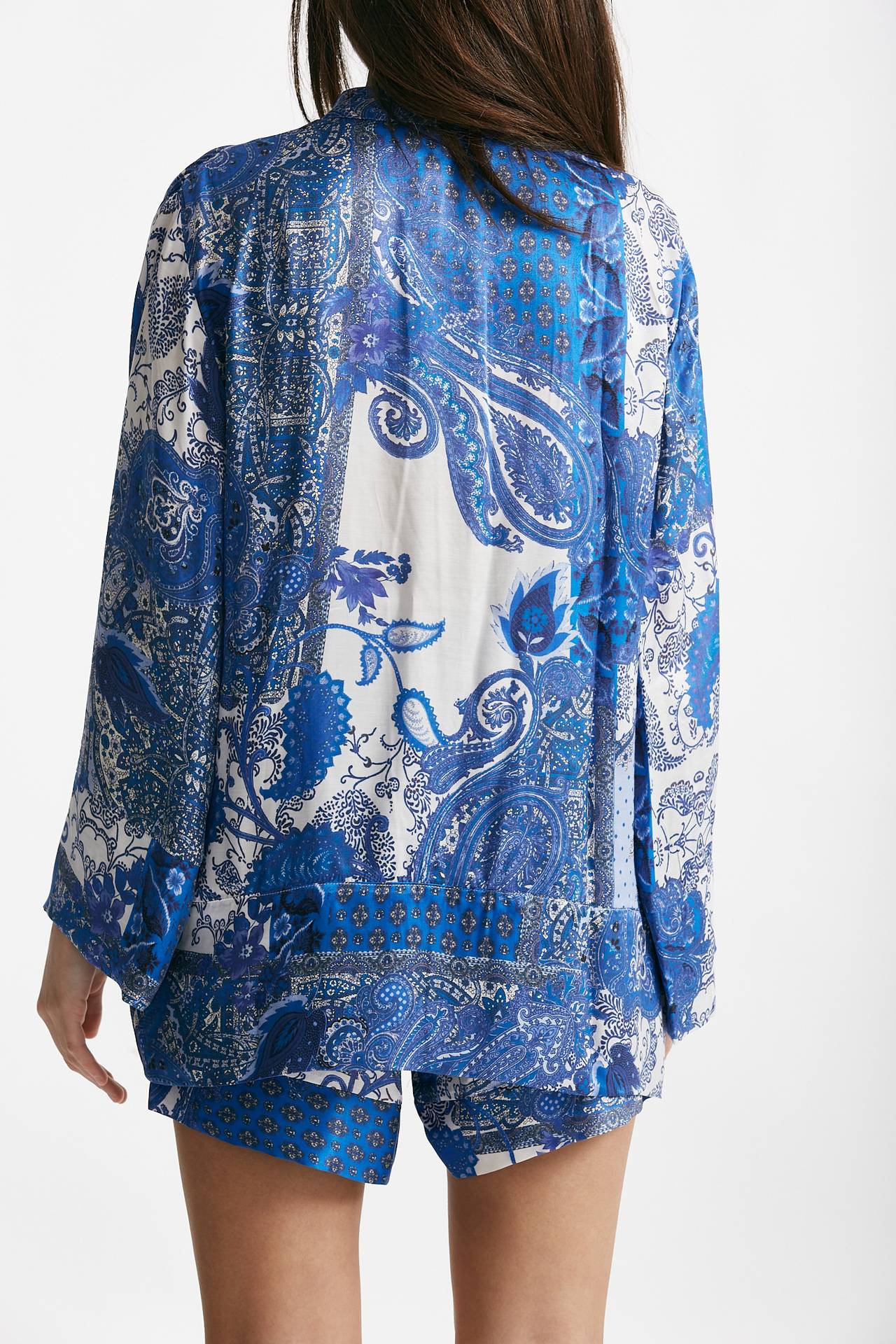 kimono in fantasia azzurra blu e bianca women Bellini - 5
