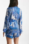 kimono in fantasia azzurra blu e bianca women Bellini - 3
