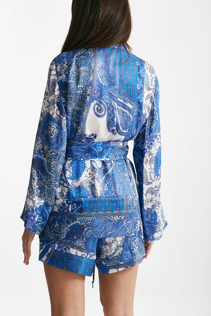 kimono in fantasia azzurra blu e bianca women Bellini - 3