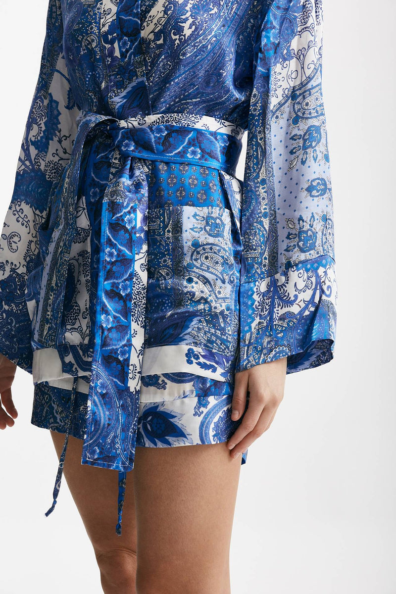 kimono in fantasia azzurra blu e bianca women Bellini - 7