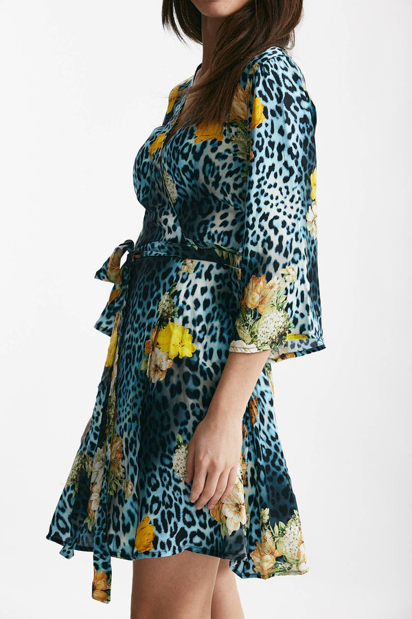 abito corto wrap fantasia animalier women Bellini
