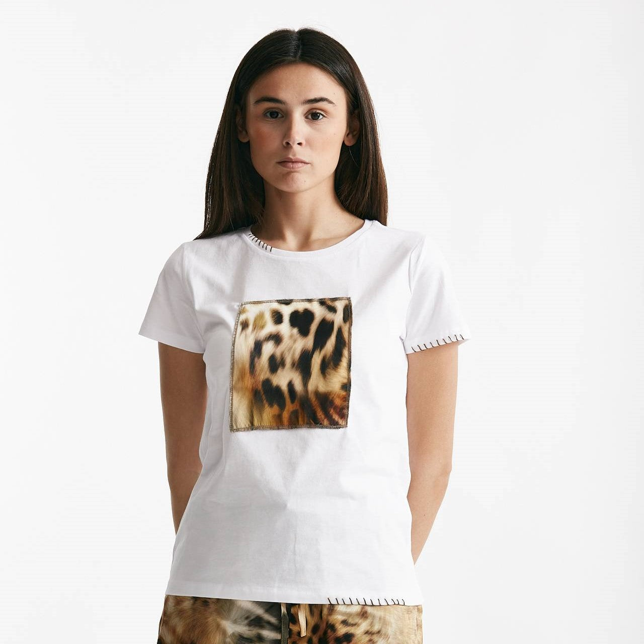 t-shirt con applicazione animalier bianca women Bellini - 6
