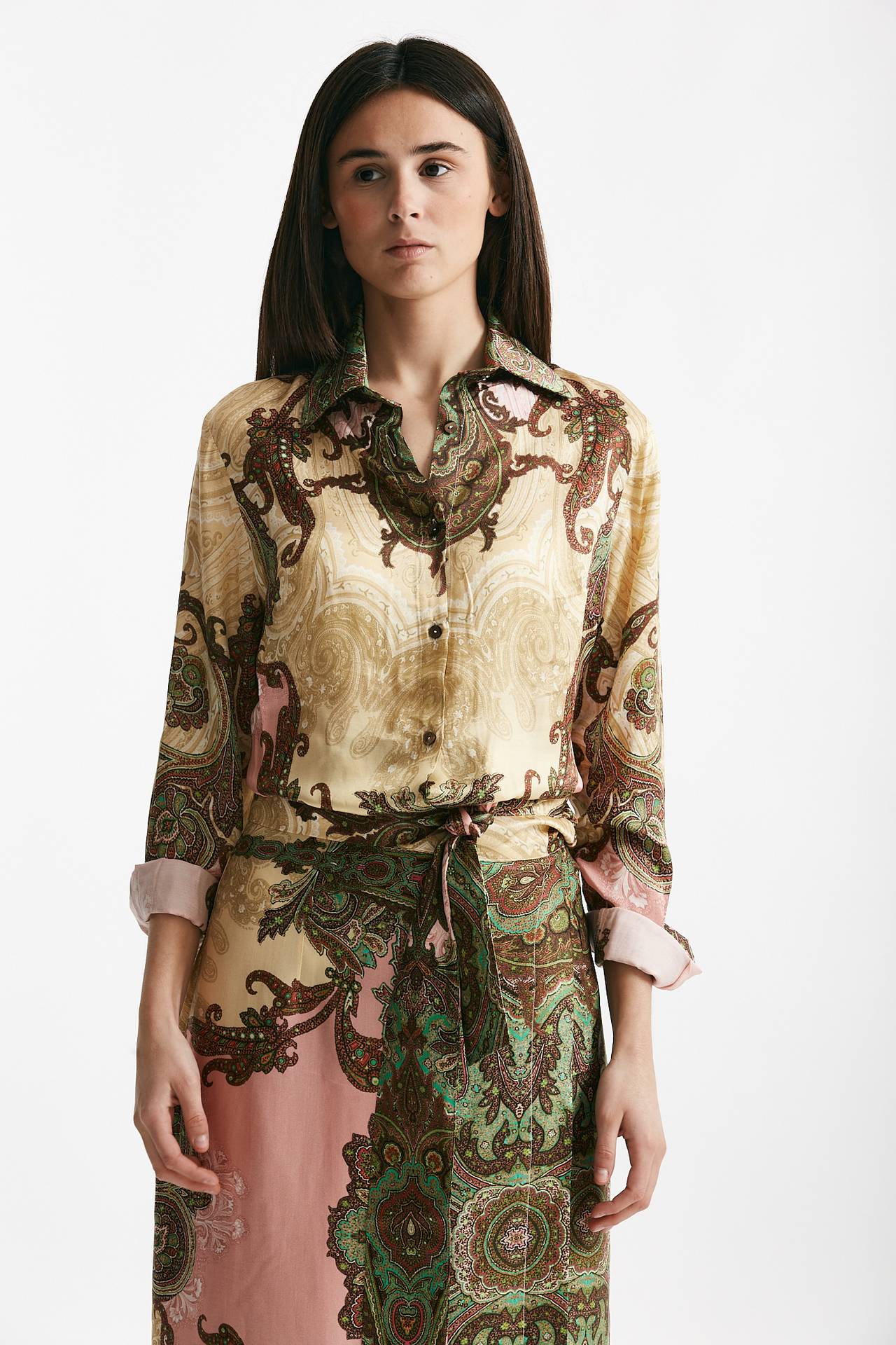 camicia in fantasia beige rosa e verde women Bellini - 1