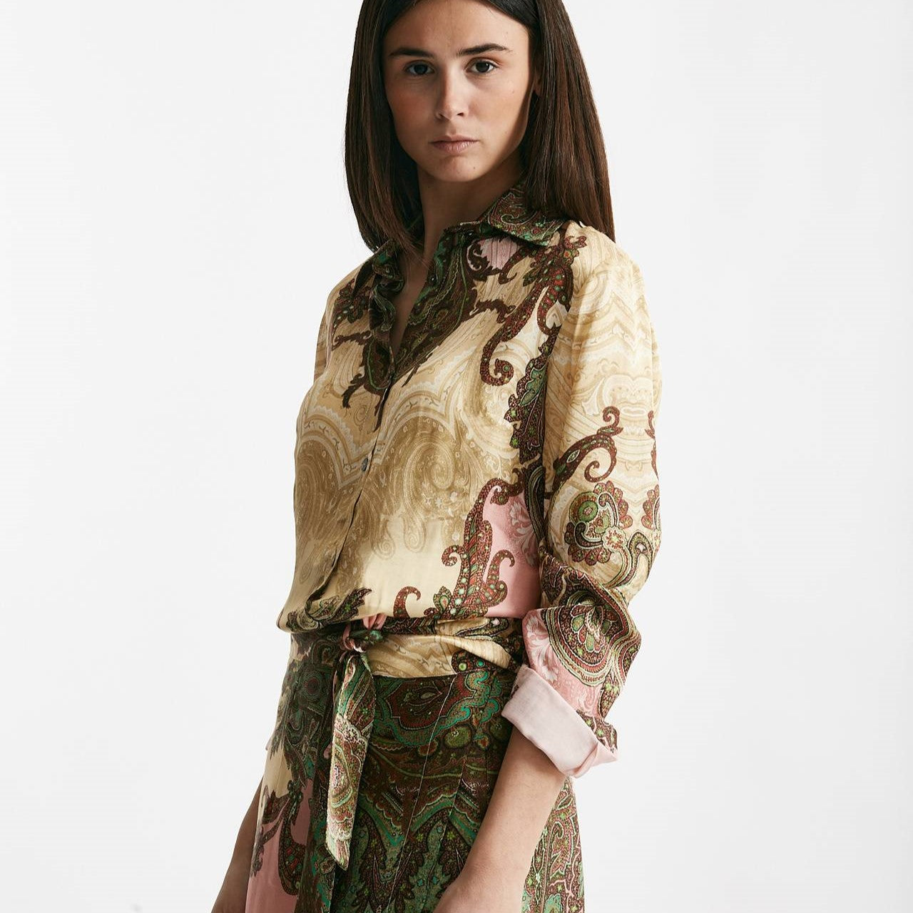 camicia in fantasia beige rosa e verde women Bellini - 7