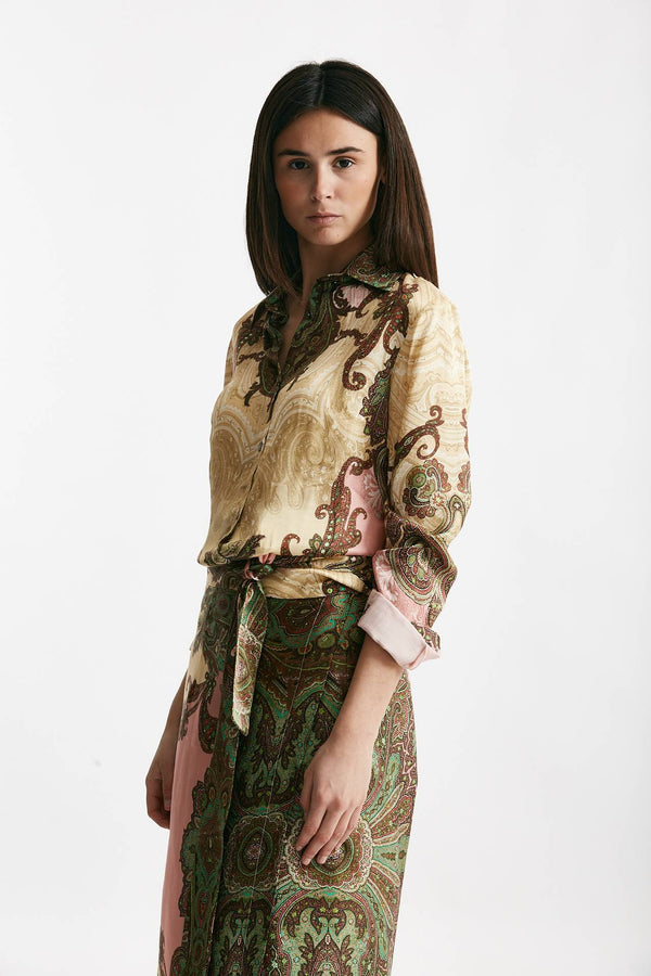 camicia in fantasia beige rosa e verde women Bellini
