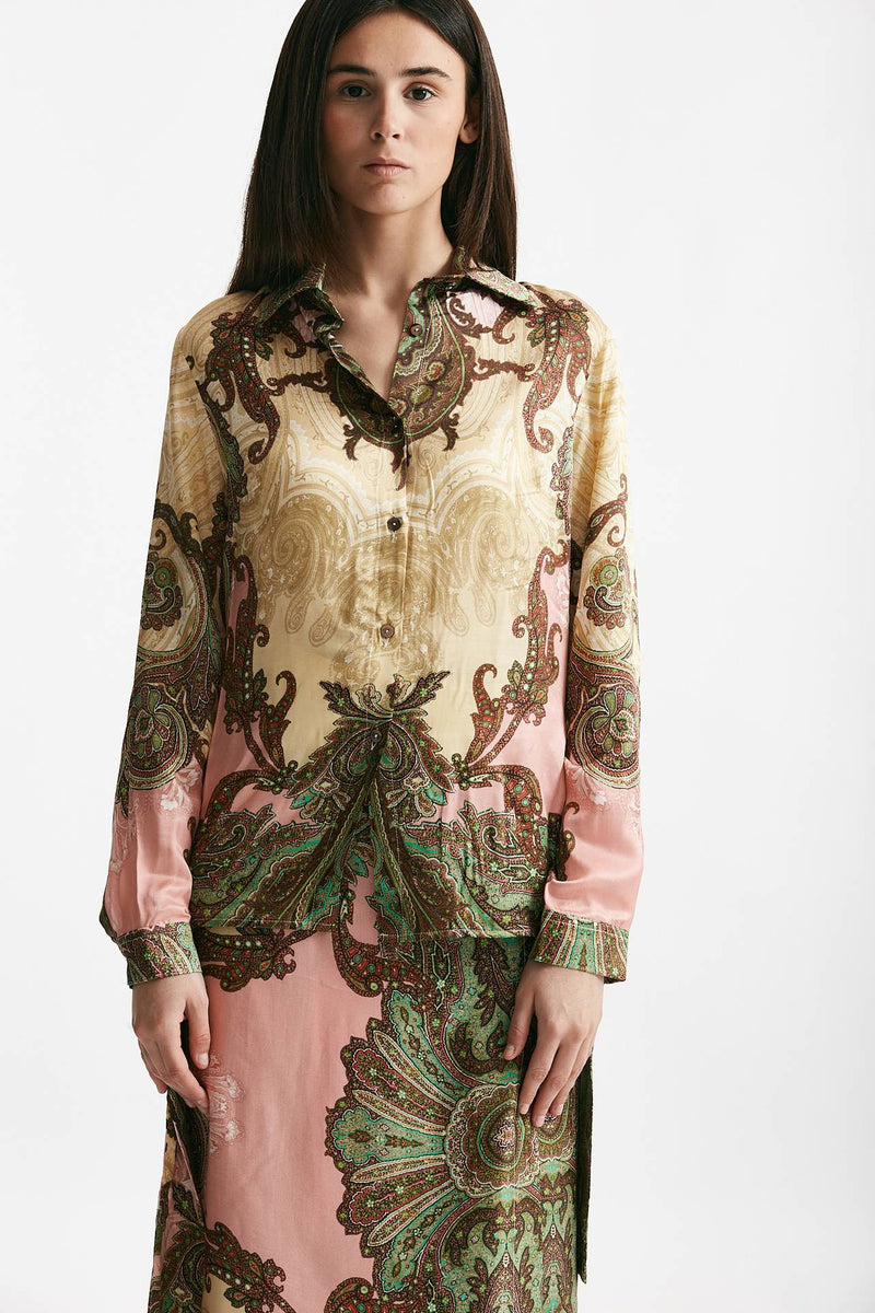 camicia in fantasia beige rosa e verde women Bellini - 6