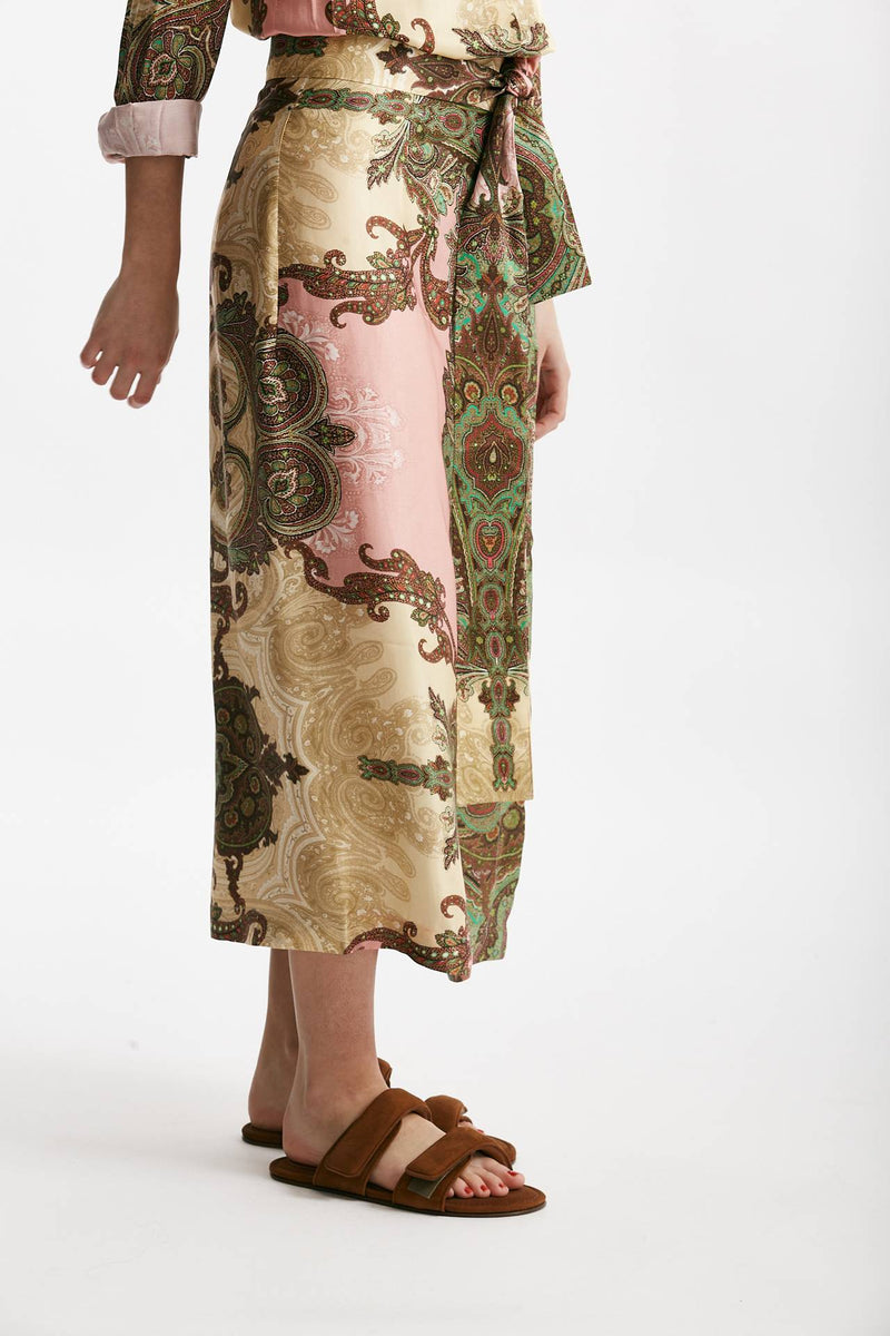 gonna a portafoglio fantasia beige rosa e verde women Bellini - 3