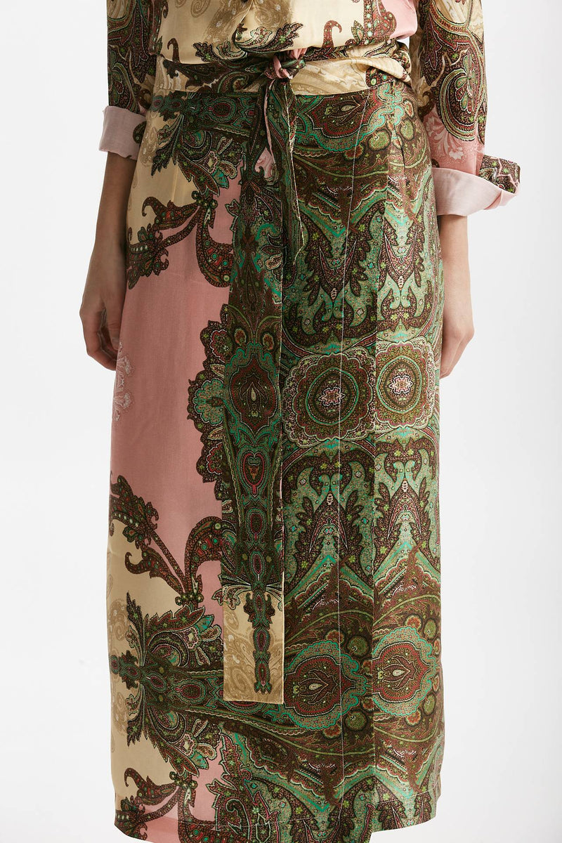 gonna a portafoglio fantasia beige rosa e verde women Bellini - 4