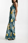 abito lungo in viscosa fantasia animalier azzurra e gialla women Bellini - 2