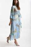 abito wrap in fantasia fantasia fondo azzurro women Bellini - 4